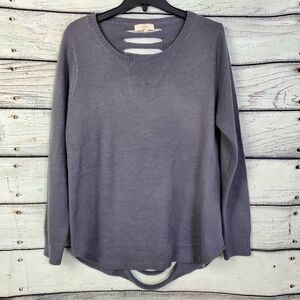 Entro Women’s Medium Purple Sweater Slashed Back Long Sleeve Knit Pullover Top